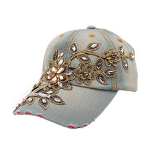 Adult Women Cap Diamond Flower Baseball Caps hat Adjustable Style Hip Hop Jeans Hats ILML