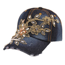 Adult Women Cap Diamond Flower Baseball Caps hat Adjustable Style Hip Hop Jeans Hats ILML