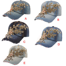 Adult Women Cap Diamond Flower Baseball Caps hat Adjustable Style Hip Hop Jeans Hats ILML