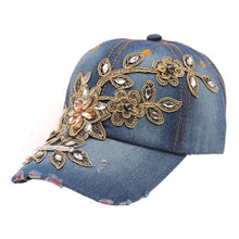 Adult Women Cap Diamond Flower Baseball Caps hat Adjustable Style Hip Hop Jeans Hats ILML