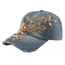 Adult Women Cap Diamond Flower Baseball Caps hat Adjustable Style Hip Hop Jeans Hats ILML