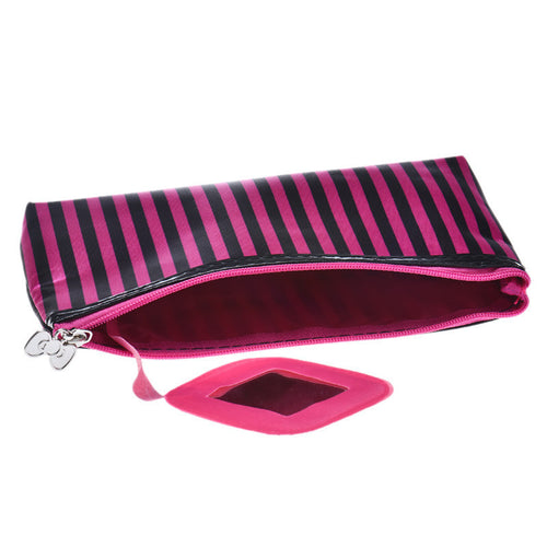 Stripe Pattern Cosmetic Makeup Portable Storage Bags Pen Pencil Pouch Cases  ILML