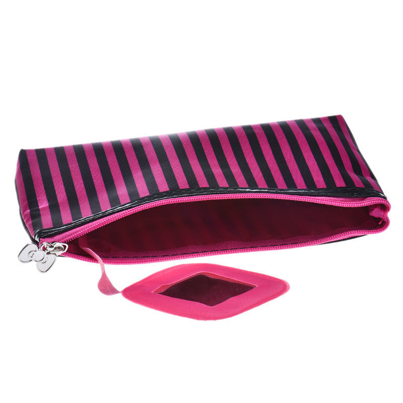 Stripe Pattern Cosmetic Makeup Portable Storage Bags Pen Pencil Pouch Cases  ILML
