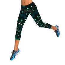 High Waist Casual Pants Women Geometric Printed Stretch Cropped Leggings Femme Feminino Slim pants ILML