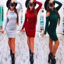 Bow Long Sleeve Straplesidi Women Sexy Club Sheath Bodycon Wool Dress Red Green Elastic Elegant Party Dresses ILML