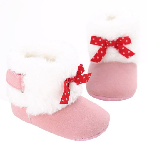 Baby Knitted Faux Fleece Crib Snow Boots Shoes Kids Bowknot Woolen Moccasins Booties Shoes ILML