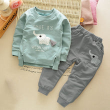 Kids Clothes Baby Boys Girls Cartoon Elephant Cotton Set Children Clothing Sets Child T-ShirtPants Suit ILML
