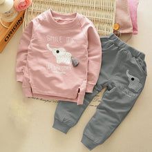 Kids Clothes Baby Boys Girls Cartoon Elephant Cotton Set Children Clothing Sets Child T-ShirtPants Suit ILML
