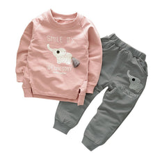 Kids Clothes Baby Boys Girls Cartoon Elephant Cotton Set Children Clothing Sets Child T-ShirtPants Suit ILML