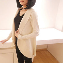 Plus Size Women Long Sleeve Knitted Sweater Casual Solid Scarf Collar Cardigans Sweaters ILML