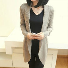 Plus Size Women Long Sleeve Knitted Sweater Casual Solid Scarf Collar Cardigans Sweaters ILML
