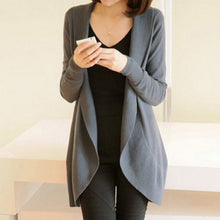 Plus Size Women Long Sleeve Knitted Sweater Casual Solid Scarf Collar Cardigans Sweaters ILML