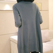 Plus Size Women Long Sleeve Knitted Sweater Casual Solid Scarf Collar Cardigans Sweaters ILML