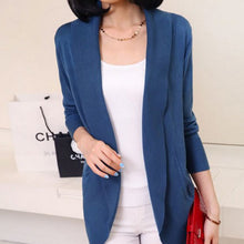 Plus Size Women Long Sleeve Knitted Sweater Casual Solid Scarf Collar Cardigans Sweaters ILML
