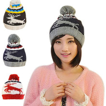 Beautiful VersatileWomen Deer Crochet Wool Ball Hat Wool Knit Beanie Warm Cap ILML