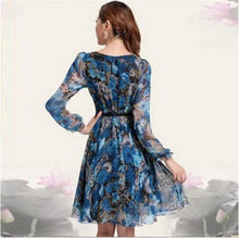 Bohemian Womens V-neck Chiffon Pleated Floral Gown Prom Chiffon Dresses Y4 ILML
