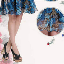 Bohemian Womens V-neck Chiffon Pleated Floral Gown Prom Chiffon Dresses Y4 ILML