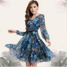 Bohemian Womens V-neck Chiffon Pleated Floral Gown Prom Chiffon Dresses Y4 ILML