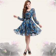 Bohemian Womens V-neck Chiffon Pleated Floral Gown Prom Chiffon Dresses Y4 ILML
