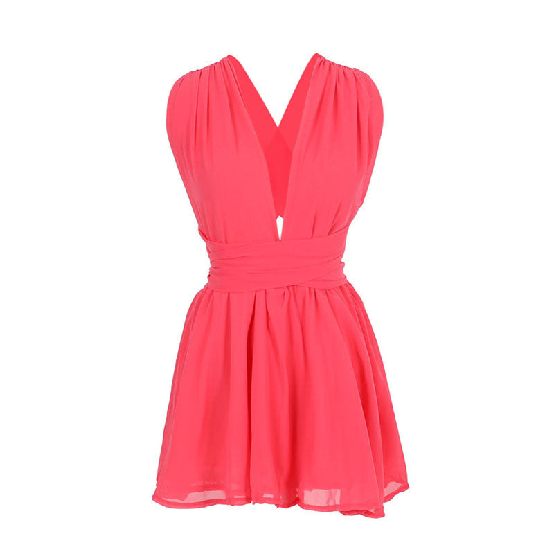 Celebrity Style Women's Overalls Deep V Neck Chiffon Jumpsuits Playsuits Boot Cut Women's Jumpers LY3 ILML
