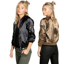 European Style outwear Womens Long Sleeve O-Neck Short Zipper Slim Bomber Jacket Coat Pilot Bomber Jackets ILML
