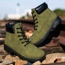 Army Green Men Ankle Boots Warm Nubuck leather ankle snow Martin Boots for Men Shoes ILML