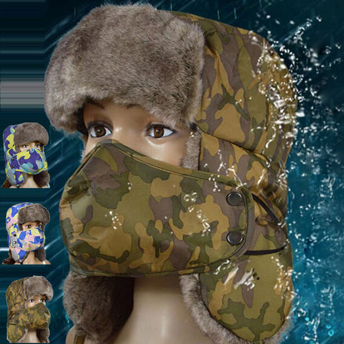 Camouflage Thicken Hat Wind Mask Cold-proof Rimq Casual ILML