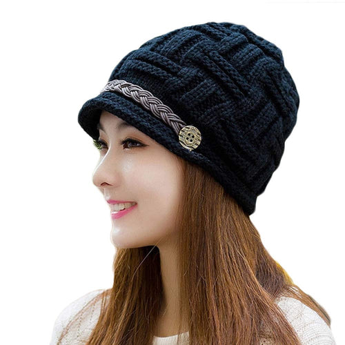 Cute Soft Women Flower Cap Knitting Beanie Cap Warm Beret Hat ILML