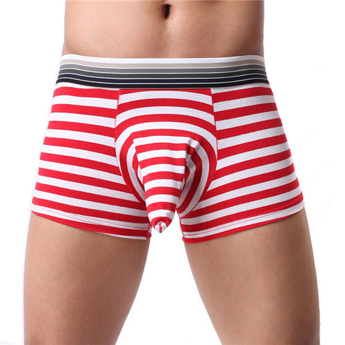 striped printing Sexy Mens Underwear Shorts Pouch Breathe Soft Underpants ILML