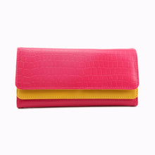 Gofoward Women Long Crocodile Double Flip Fold Wallet Purse ILML