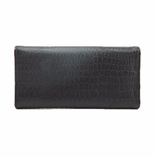 Gofoward Women Long Crocodile Double Flip Fold Wallet Purse ILML