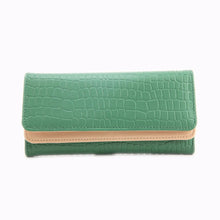 Gofoward Women Long Crocodile Double Flip Fold Wallet Purse ILML