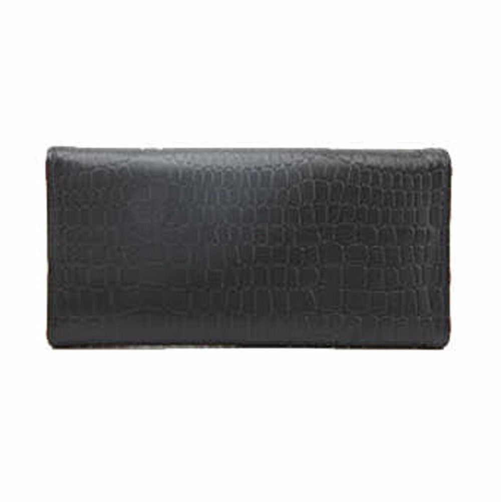 Gofoward Women Long Crocodile Double Flip Fold Wallet Purse ILML