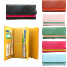 Gofoward Women Long Crocodile Double Flip Fold Wallet Purse ILML