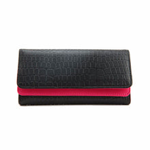 Gofoward Women Long Crocodile Double Flip Fold Wallet Purse ILML