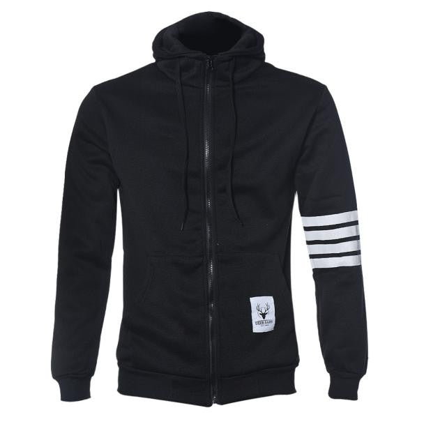 Hoodies Men Warm Hoodies Casual Zipper Hooded Sweatshirts Suit Hoody Jacket Black White  ILML
