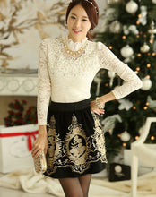 Floral Printing Skirt Organza Mesh Glitter Embroidery Skirt ILML