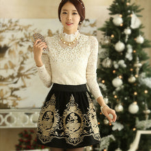 Floral Printing Skirt Organza Mesh Glitter Embroidery Skirt ILML