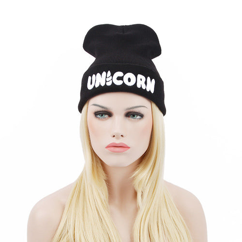 Black UNICORN Beanie Hat Snapback Men Women Cap ILML