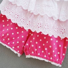 Sweet Baby Kids Girls 2pcss Outfit Clothes Ruffled T-shirt Tops  Dot Pants Suit Clothing Sets ILML