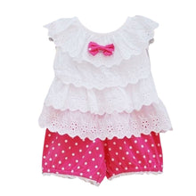Sweet Baby Kids Girls 2pcss Outfit Clothes Ruffled T-shirt Tops  Dot Pants Suit Clothing Sets ILML