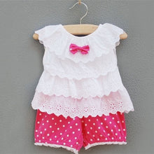Sweet Baby Kids Girls 2pcss Outfit Clothes Ruffled T-shirt Tops  Dot Pants Suit Clothing Sets ILML