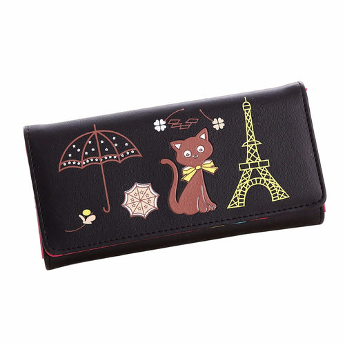 luxury Women Girl Cat Tower Coin pu leather office tote bags Purse Wallet Card Holders Wallets ILML