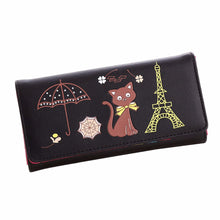 luxury Women Girl Cat Tower Coin pu leather office tote bags Purse Wallet Card Holders Wallets ILML