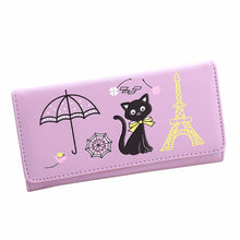 luxury Women Girl Cat Tower Coin pu leather office tote bags Purse Wallet Card Holders Wallets ILML