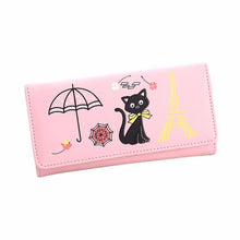 luxury Women Girl Cat Tower Coin pu leather office tote bags Purse Wallet Card Holders Wallets ILML