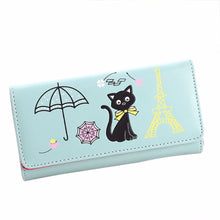 luxury Women Girl Cat Tower Coin pu leather office tote bags Purse Wallet Card Holders Wallets ILML
