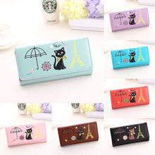 luxury Women Girl Cat Tower Coin pu leather office tote bags Purse Wallet Card Holders Wallets ILML