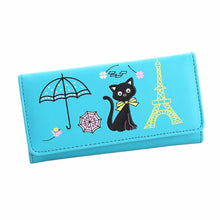 luxury Women Girl Cat Tower Coin pu leather office tote bags Purse Wallet Card Holders Wallets ILML