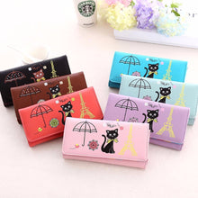 luxury Women Girl Cat Tower Coin pu leather office tote bags Purse Wallet Card Holders Wallets ILML